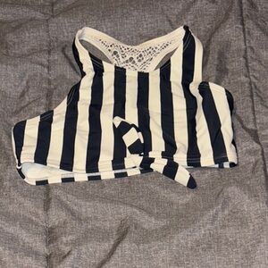 Abercrombie Kids Black and White Striped Bikini Top